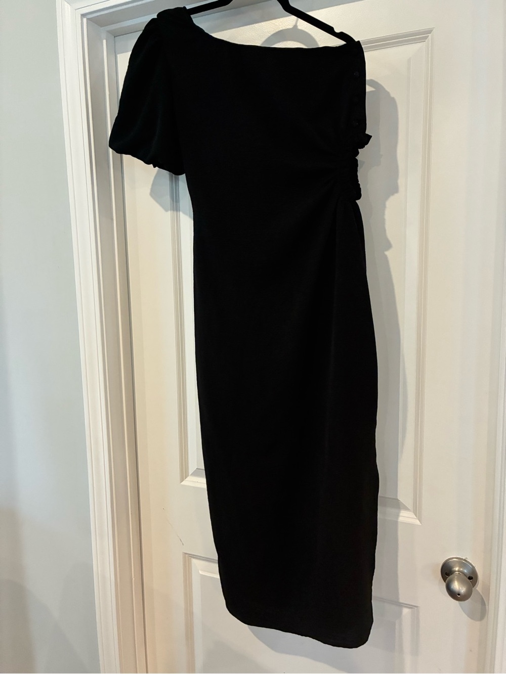 Elegant One-Shoulder Black Midi Dress